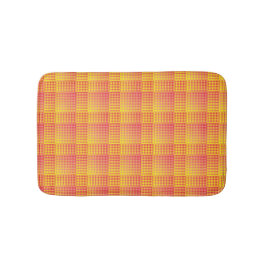 Tapete De Banheiro Padrão Abstrato Xadrez Vermelho Amarelo