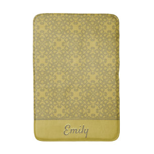 Tapete De Banheiro Padrão Amarelo da Mostarda Personalizada