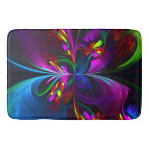 Tapete De Banheiro Padrão Azul Vermelho Abstrato Floral Moderno #15