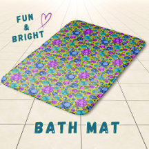 Padrão Bolinhas em Teal Azul Rosa - Bath Matt