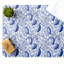 Padrão Botânico Azul Toile Única Chic Cacau