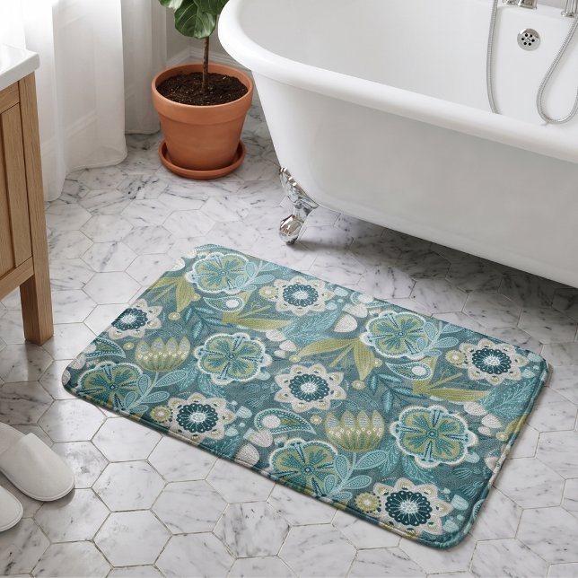 Tapete De Banheiro Padrão Botânico Boho Floral (Criador carregado)