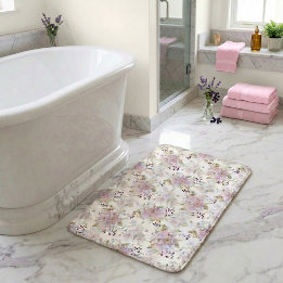 Tapete De Banheiro Padrão Botânico de Flores Silvestres em Aquarela P
