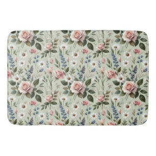 Tapete De Banheiro Padrão Botânico Floral do Vintage Pastel