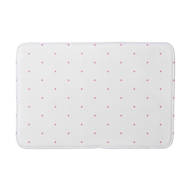 Tapete De Banheiro Padrão branco rosa de bolinhas minúsculas (Frente)