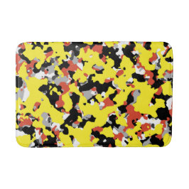 Tapete De Banheiro Padrão Camuflagem Amarelo Vermelho Preto Cinza
