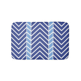 Tapete De Banheiro Padrão Chevron Azul