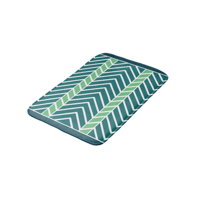 Tapete De Banheiro Padrão Chevron Azul-Verde (Angulado)