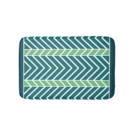 Tapete De Banheiro Padrão Chevron Azul-Verde