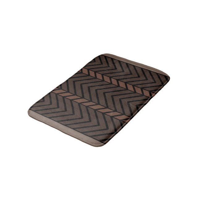 Tapete De Banheiro Padrão Chevron Marrom (Angulado)