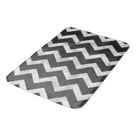 Tapete De Banheiro Padrão Chevron Rústico preto e branco
