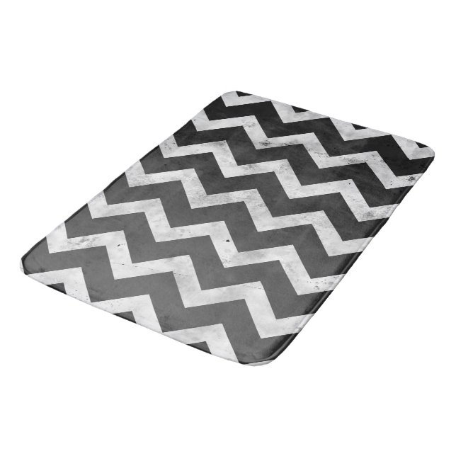 Tapete De Banheiro Padrão Chevron Rústico preto e branco (Angulado)