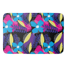 Tapete De Banheiro Padrão Chic Floral & Dot Colorido com Folhas Bat