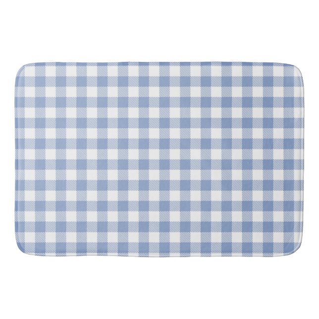 Tapete De Banheiro Padrão clássico Gingham azul verificado (Frente)