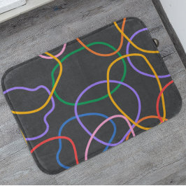 Tapete De Banheiro Padrão Colorido de Linhas de Onda Abstrato