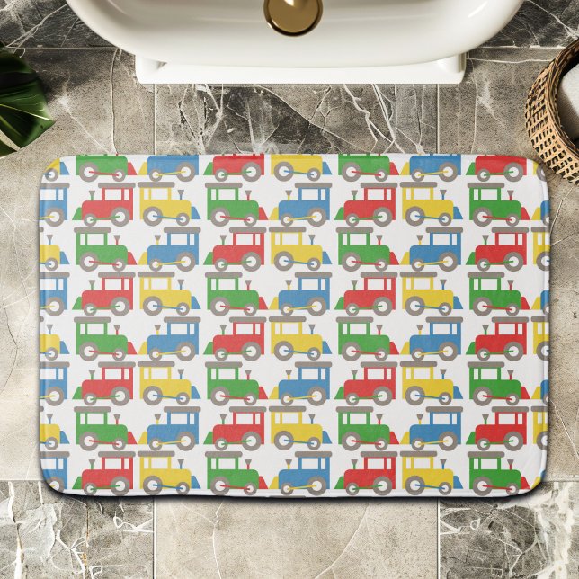 Tapete De Banheiro Padrão Colorido de Pequenos Comboios (Criador carregado)