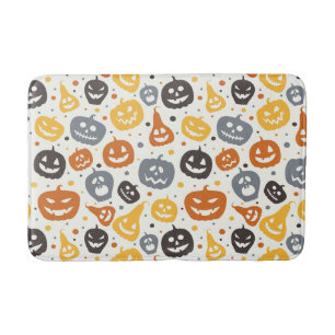 Tapete De Banheiro Padrão Colorido Jack-O'-Lanterna Rostos