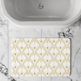 Tapete De Banheiro Padrão contínuo art-déco dourado e branco 3