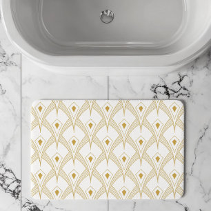 Tapete De Banheiro Padrão contínuo art-déco dourado e branco 3