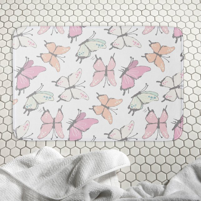 Tapete De Banheiro Padrão da borboleta (bath mat with butterfly pattern)