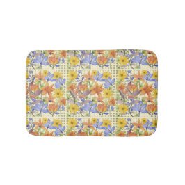 Tapete De Banheiro padrão das flores laranja