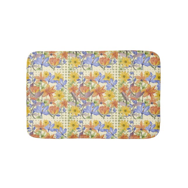 Tapete De Banheiro padrão das flores laranja (frente)