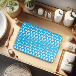 Tapete De Banheiro Padrão de abertura minimalista branco-azul diverti