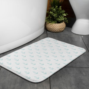 Tapete De Banheiro Padrão de Âncoras Aqua Leve