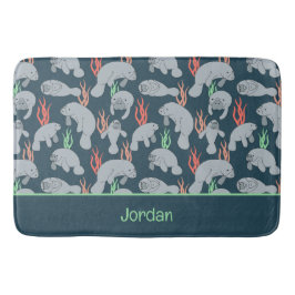 Tapete De Banheiro Padrão de Animais de Sealife de Manatés Cute