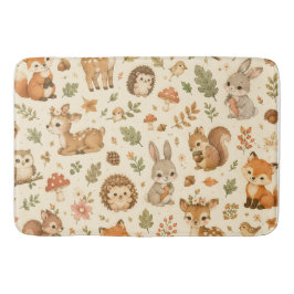 Tapete De Banheiro Padrão de aquarela de animais da floresta de madei
