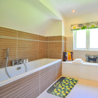 Tapete De Banheiro Padrão de aquarelas cinzas amarelas de limão