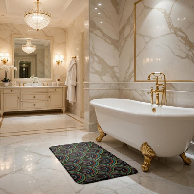 Tapete De Banheiro Padrão de Arco de Bordado Retro (Criador carregado)