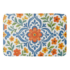 Tapete De Banheiro Padrão de Arte Floral Clássica Mediterrânica