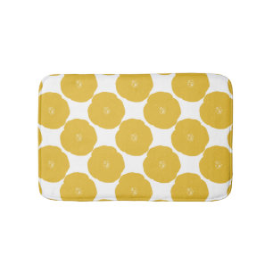 Tapete De Banheiro Padrão de Arte Floral Retrópica em Amarelo e Bra