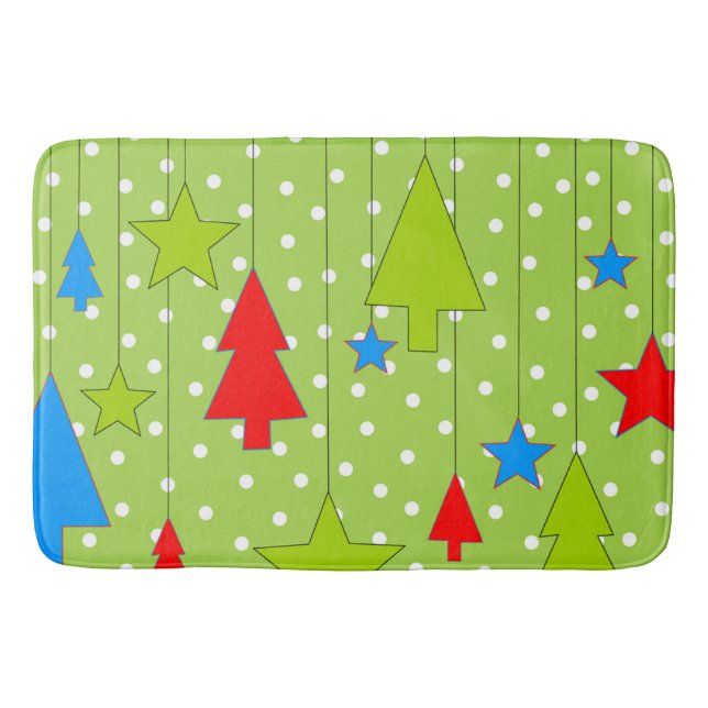 Tapete De Banheiro Padrão de Árvore de Natal Festivo (Frente)
