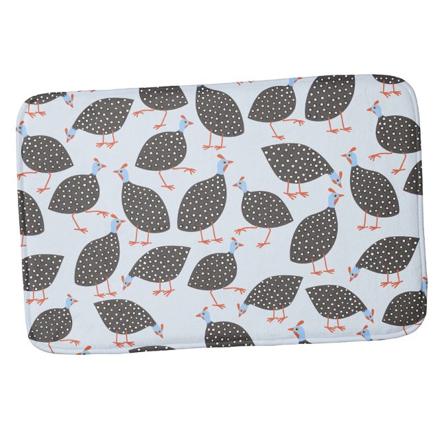 Tapete De Banheiro Padrão de Ave Fofa de Galinha D'Angola (Fun Guineafowl bath mat)