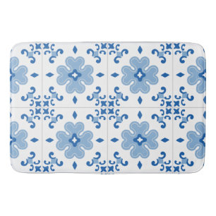 Tapete De Banheiro Padrão de Azulejo do Vintage Português Azulejo