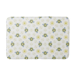 Tapete De Banheiro Padrão de Azulejo Floral em Aquarela Suave