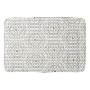 Tapete De Banheiro Padrão de Azulejo hexagônico do Cream & Beige Hexa