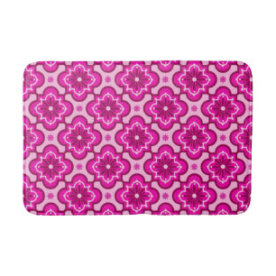 Tapete De Banheiro Padrão de azulejo marroquino - Rosa Fúcsia