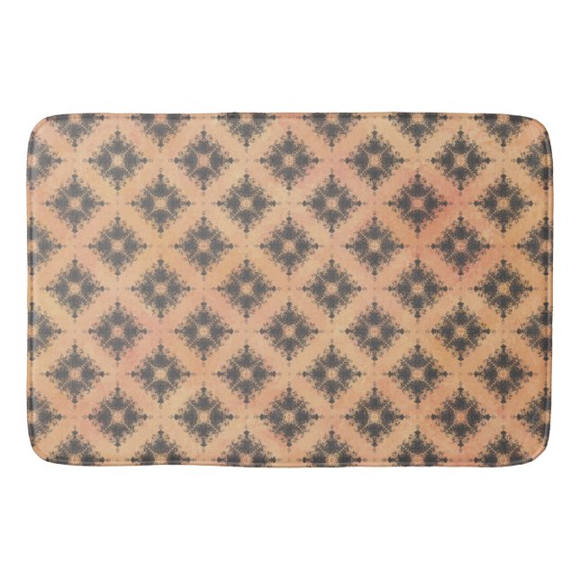 Tapete De Banheiro Padrão de Burst de Diamante Rosa, Pêssego e Bronze (Frente)