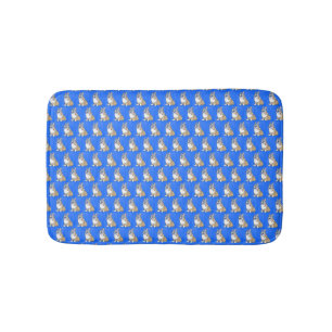 Tapete De Banheiro Padrão de Cachorro Corgi Bonito em Fundo Azul