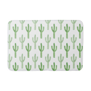 Tapete De Banheiro Padrão de Cactus de Aquarela