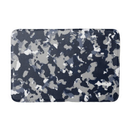 Tapete De Banheiro Padrão de Camuflagem Azul Cinza Branco