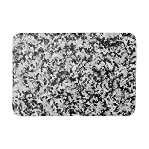 Tapete De Banheiro Padrão de Camuflagem Camo Preto Cinza Branco Ártic