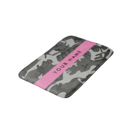 Tapete De Banheiro Padrão de Camuflagem Cinza, Seu nome, Personalizar
