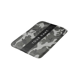Tapete De Banheiro Padrão de Camuflagem Cinza, Seu nome, Personalize