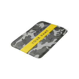 Tapete De Banheiro Padrão de Camuflagem Cinza, Seu nome, Personalize