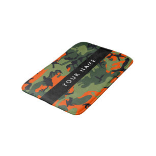 Tapete De Banheiro Padrão de Camuflagem Laranja, Seu nome, Personaliz
