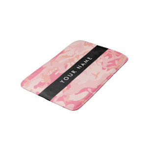 Tapete De Banheiro Padrão de Camuflagem Rosa, Seu nome, Personalize